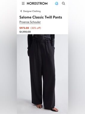 Proenza Schouler - Salome Classic Twill Pants NWT $1,390 Sz M Black
